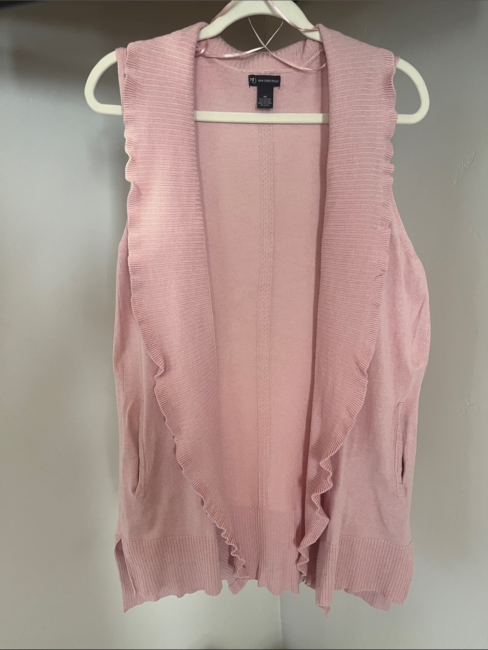 new directions Soft Pink Knit Sleeveless Cardigan